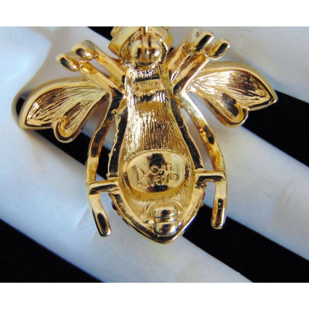 Joan Rivers Crystal Bee Brooch Pin Ruby Garnet Red July January Birthstone Vtg - Picture 4 of 5